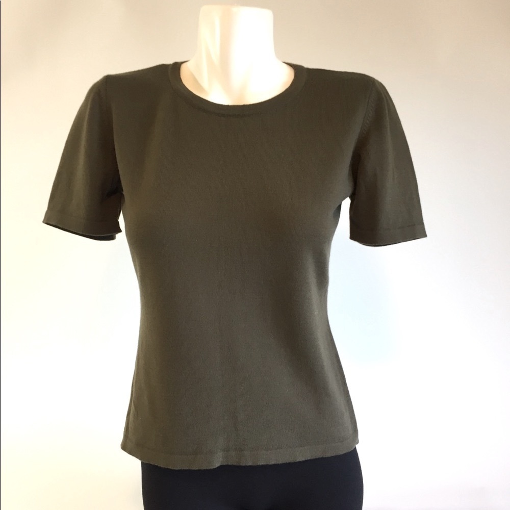 Escada  Olive Green Wool Short Sleeves Sweater size EUR 34, US 6